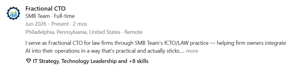 SMB Team — Fractional CTO experience on LinkedIn